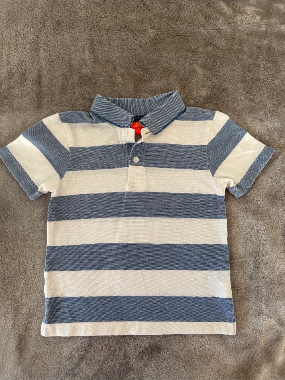 Boys Polo Shirt Blue & White Striped  - 4T